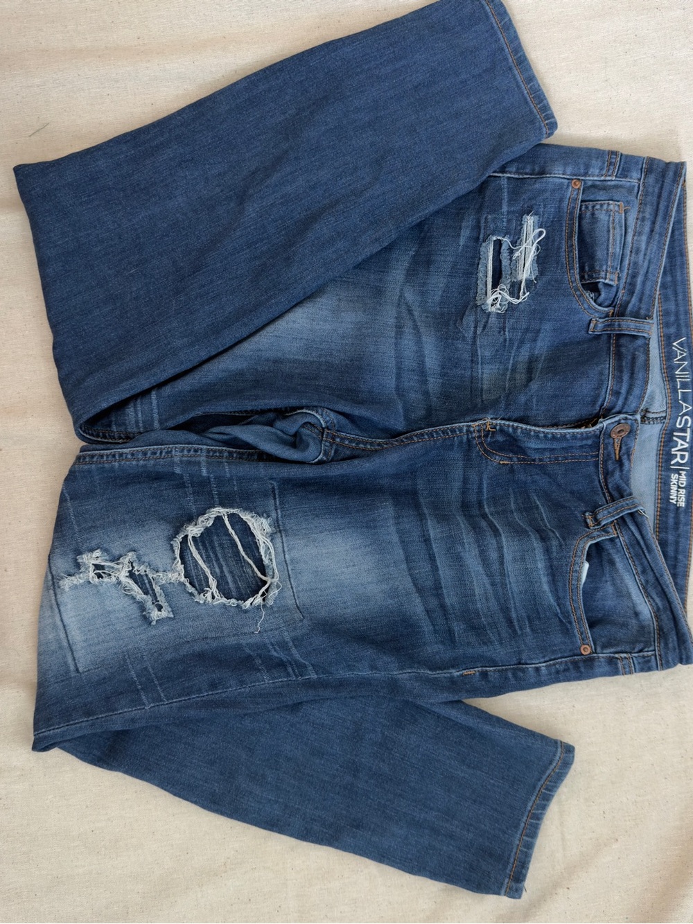 Vanilla Star Dark Blue Distressed Skinny Jeans